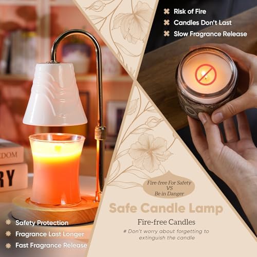 Elegant Candle Warmer Lamp with Timer and Adjustable Height