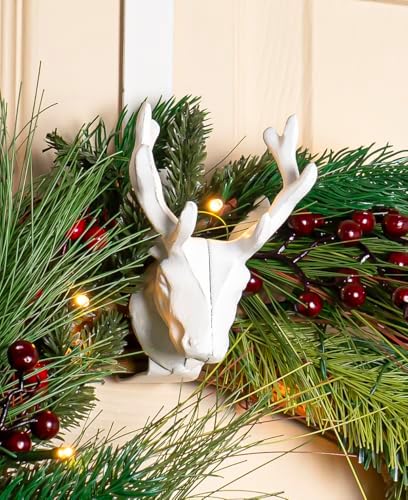 Red Co 14 Decorative Metal Door Wreath Hanger with Reindeer Tip White