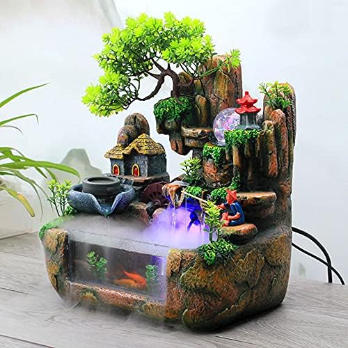 Tabletop Fountain with 12LED Lights and Atomizer for Home Office Relaxation