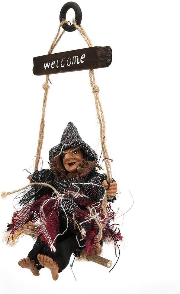 VINGVO Halloween Witch Broom Door Wreath Decor