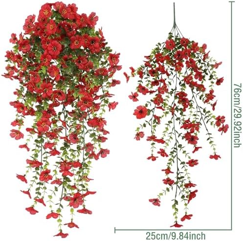 4 PCS Artificial Hanging Flowers for Outdoor Decor