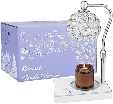 Elegant Adjustable Candle Warmer Lamp with Timer and Night Light - Silver
