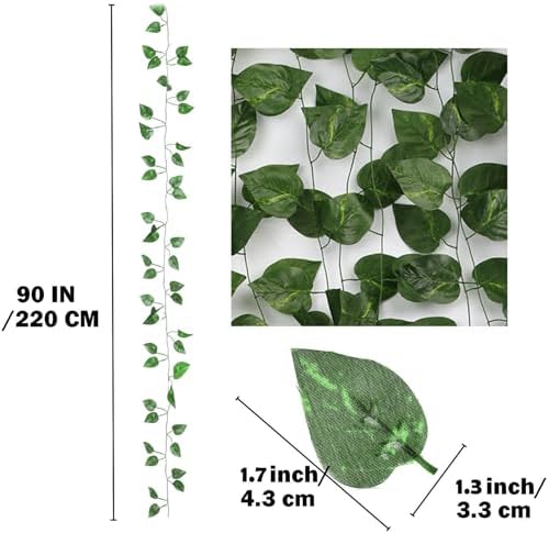 180 Feet 24 Pack Fake Greenery Hanging Garland Ivy Leaf Plants Vine Leaves Fake Flowers Foliage