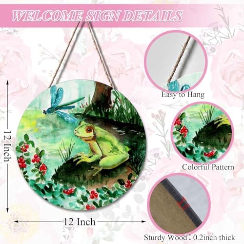 Welcome Sign Frog Door Decor Wreath Hanger
