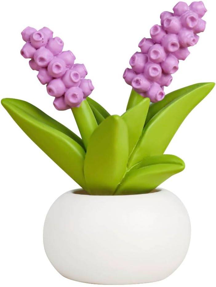 Magicherry Resin Hyacinth Flower with Pot Purple Decor