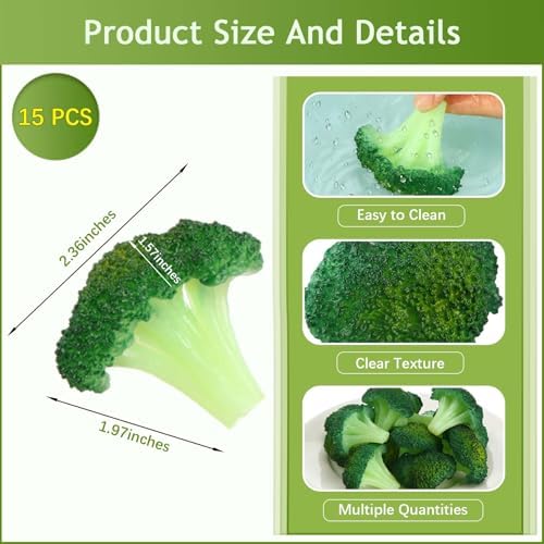 Giegxin 15 Pcs Realistic Fake Broccoli Decor