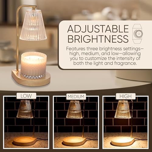 Sheffield Home Glass Candle Warmer Lamp - Gold Ribbed 13x7