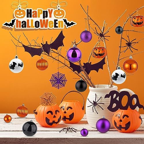 61 Piece Halloween Ball Ornaments Set for Tree Shatterproof Decorative Hanging Halloween Home Decor Indoor with Loop