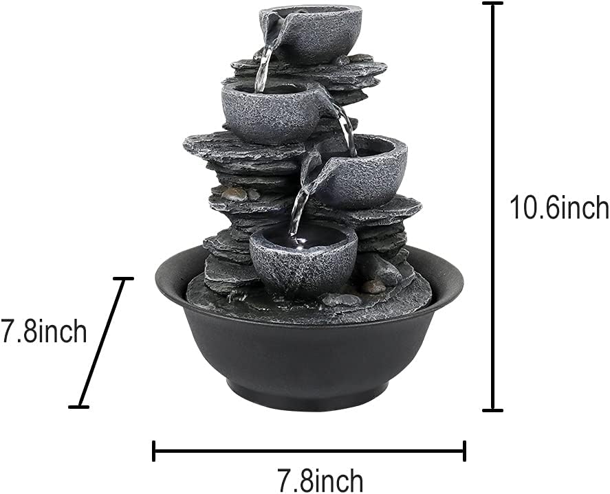 Naturefalls Indoor Tabletop Water Fountain 106 Inch 4 Tier with LED Light