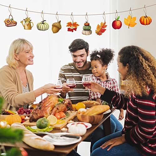 Haooryx 31Pcs Autumn Wooden Hanging Ornaments Set