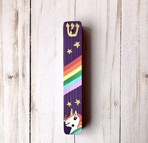 Unicorn Mezuzah - Purple 6 Inch Scroll Case