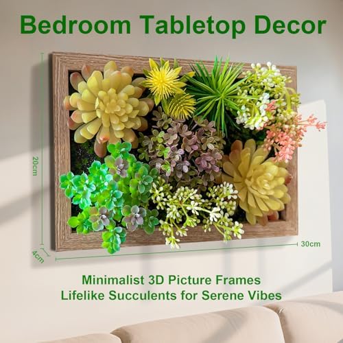 3D Artificial Succulent Floral Frame for Desk and Wall Decor
