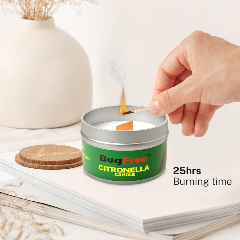 BugFree Citronella Candles Pine Scented 25 Hour Burn 2 Pack