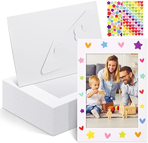Jecery 100 Pcs White Paper Photo Frames with Easel Stand