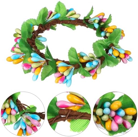 POPETPOP Easter Candle Wreaths 4PCS Artificial Berry Candle Holders for Spring Decor
