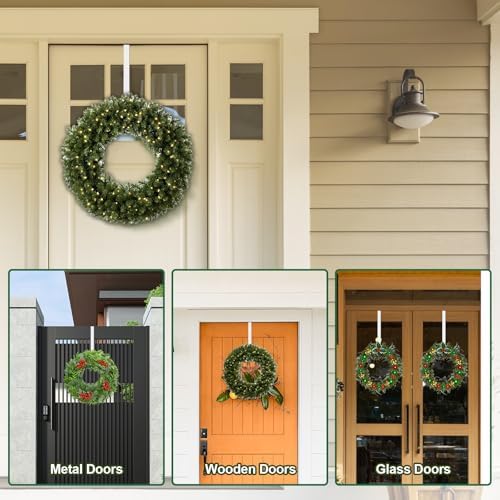 2 Pack 15 Inch Wreath Door Hanger for Holidays and Decor