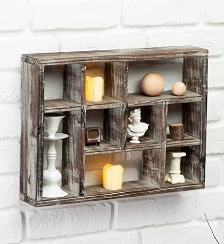 Rustic Multi-Slot Shelf Cube Display 9 Compartment