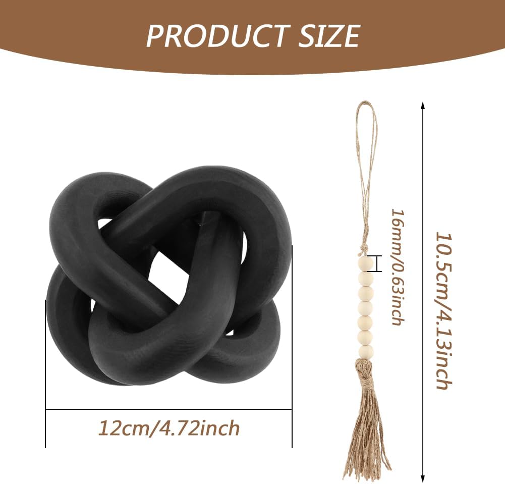 Quixleen Wood Knot Chain Link Decor Black