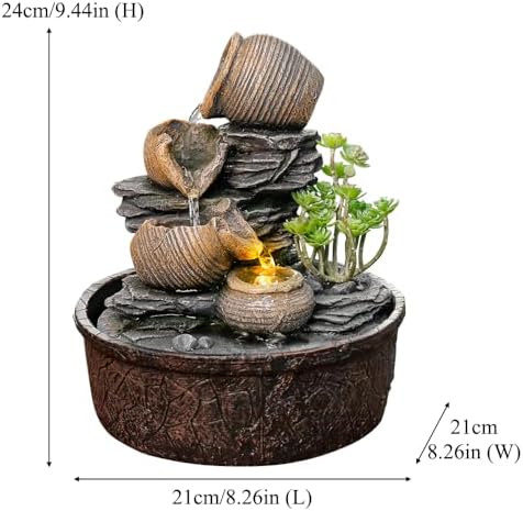 Pottery Rock Tabletop Fountain with LED Lights