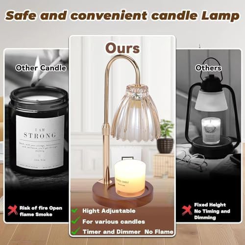 Electric Timer Candle Warmer Light with Adjustable Height and Dimmable Feature