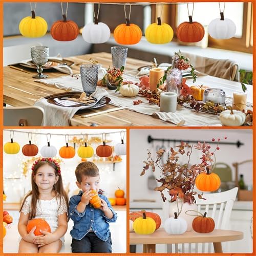 16PCS Fall Thanksgiving Pumpkin Hanging Velvet Decorations