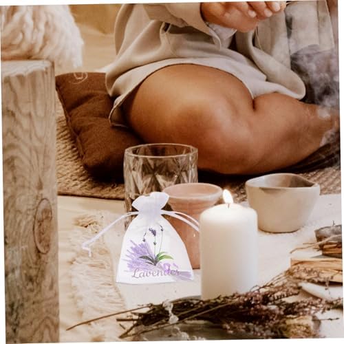 20pcs White Lavender Sachet Bags with Drawstring for Home Fragrance Storage
