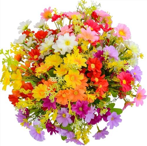 XONOR Artificial Daisy Flowers with Vase for Grave Decoration