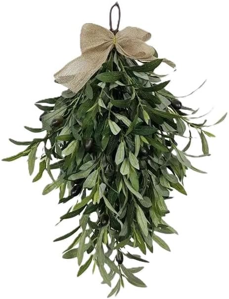 24 Inch Artificial Teardrop Olive Wreath Pendant for Front Door and Wall Decoration