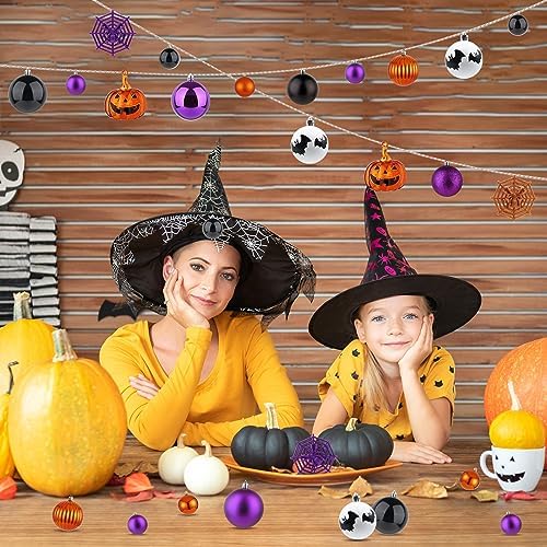 61 Piece Halloween Ball Ornaments Set for Tree Shatterproof Decorative Hanging Halloween Home Decor Indoor with Loop