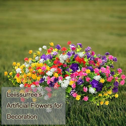 Artificial Plants Flowers for Outdoors 12 Bundles