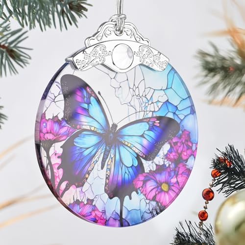 Stained Glass Butterfly Christmas Tree Ornament