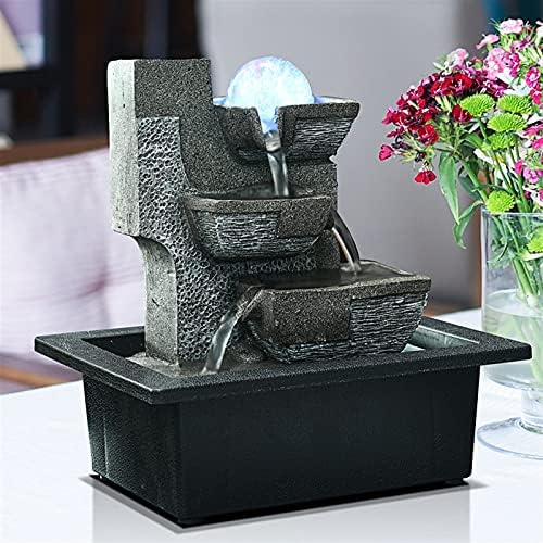HASMI Tabletop Fountain with LED Crystal Ball for Office and Home Decor