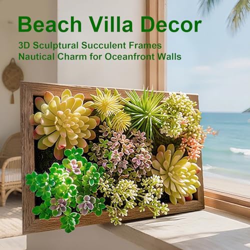 3D Artificial Succulent Floral Frame for Desk and Wall Decor