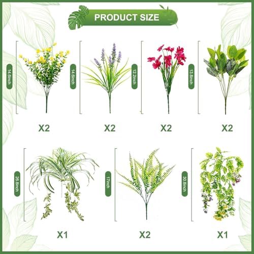 12 Bundle Artificial Greenery for Outdoor Decor