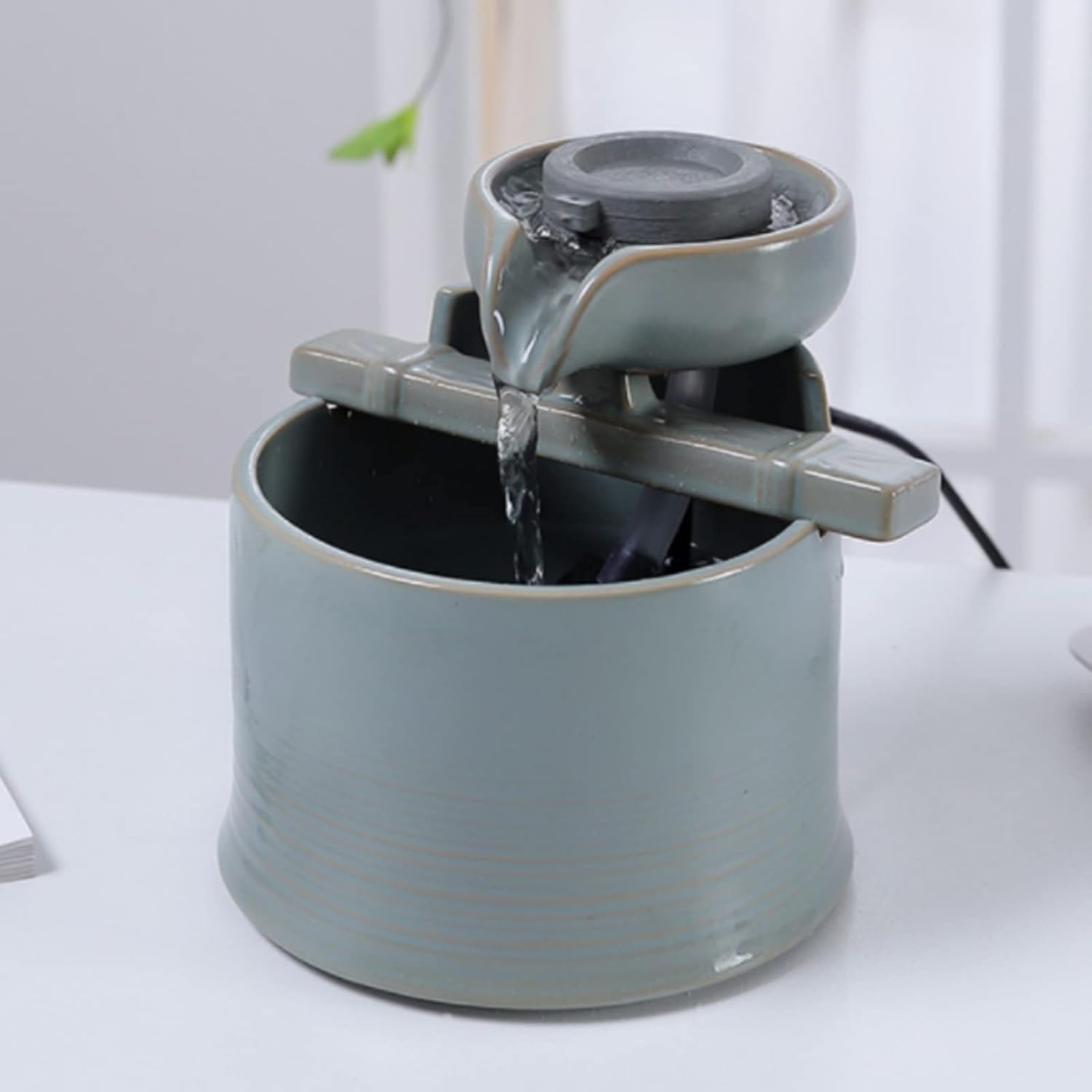 JOYNOW Tabletop Fountain Mini Ceramic Indoor Fountain