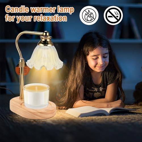Womens Gift Height-Adjustable Flower Candle Warmer Lamp with Timer and Dimmer
