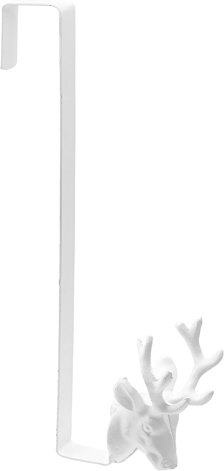 Red Co 14 Decorative Metal Door Wreath Hanger with Reindeer Tip White