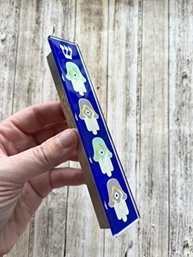 Hamsa Mezuzah Acrylic Aluminum Scroll Case