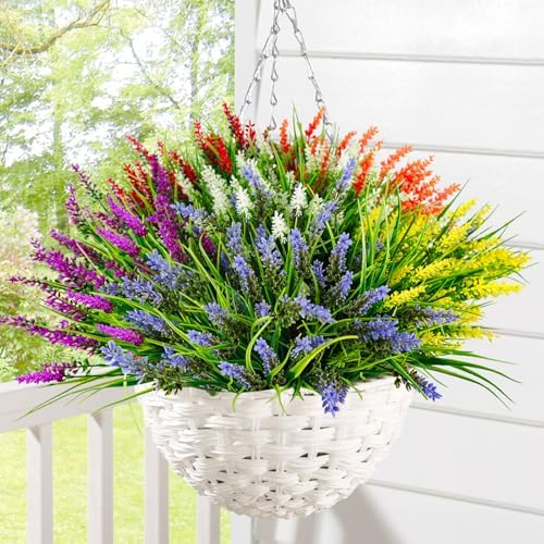 Agusbagli 48 Bundles Artificial Grass Fake Plants for Outdoor Decor