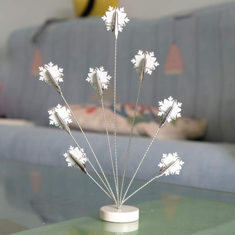 8-Branch Family Tree Photo Frame Holder with Snowflake Design