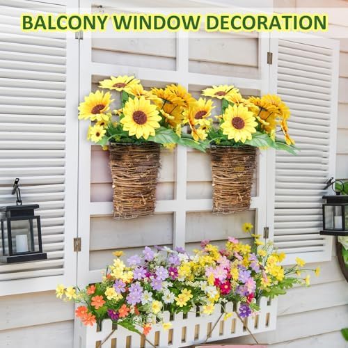 2 Sets Artificial Sunflower Door Wreath Decor Basket