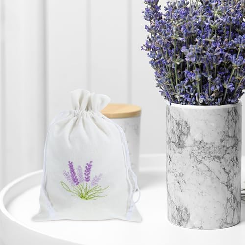Zerodeko 10pcs Lavender Linen Drawstring Sachet Bags