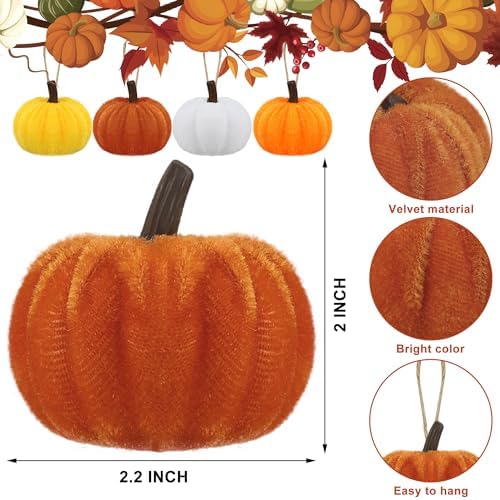 16PCS Fall Thanksgiving Pumpkin Hanging Velvet Decorations