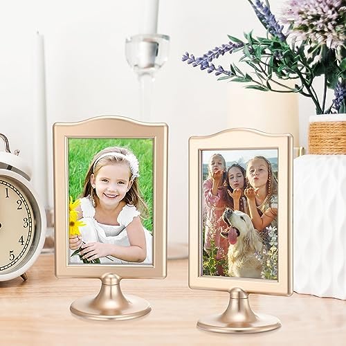 Soaoo 24 Pcs Double Sided Gold Picture Frames for Tabletop Display