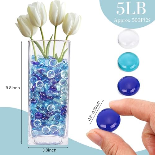 FUTUREPLUSX 5 Lb Blue Mixed Flat Glass Marbles Vase Fillers