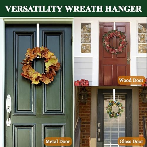 Pseutio Wreath Hanger for Front Door Adjustable 15-25 Inches 20 lbs Capacity White