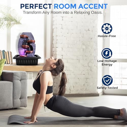 SereneLife Tabletop Water Fountain Zen Relaxing Decor for Meditation and Stress Relief