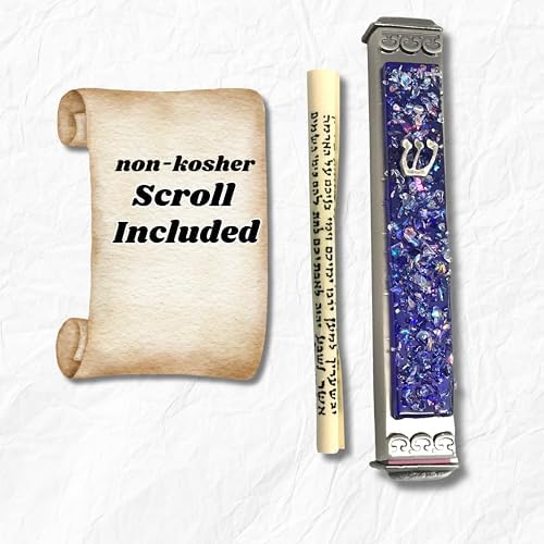 Sparkling Art Glass Mezuzah - 35 Inch Blue