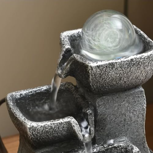 GRFIT Tabletop Fountain with Rotating Beads and Flowing Water