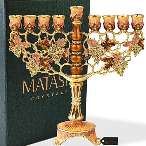 Matashi 725 Inch Tall Hand Painted Enamel Menorah